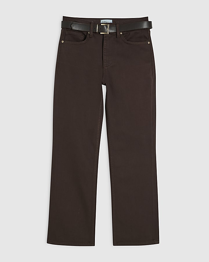 Petite Brown Stretch Straight Leg Jeans