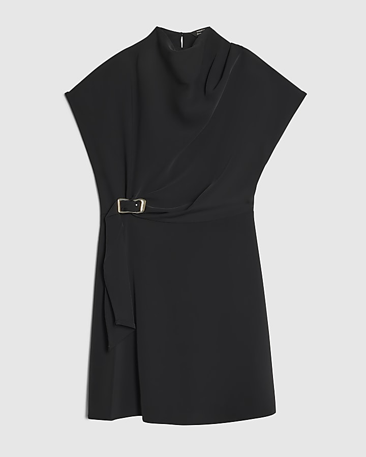 Black Trim Detail Mini Dress