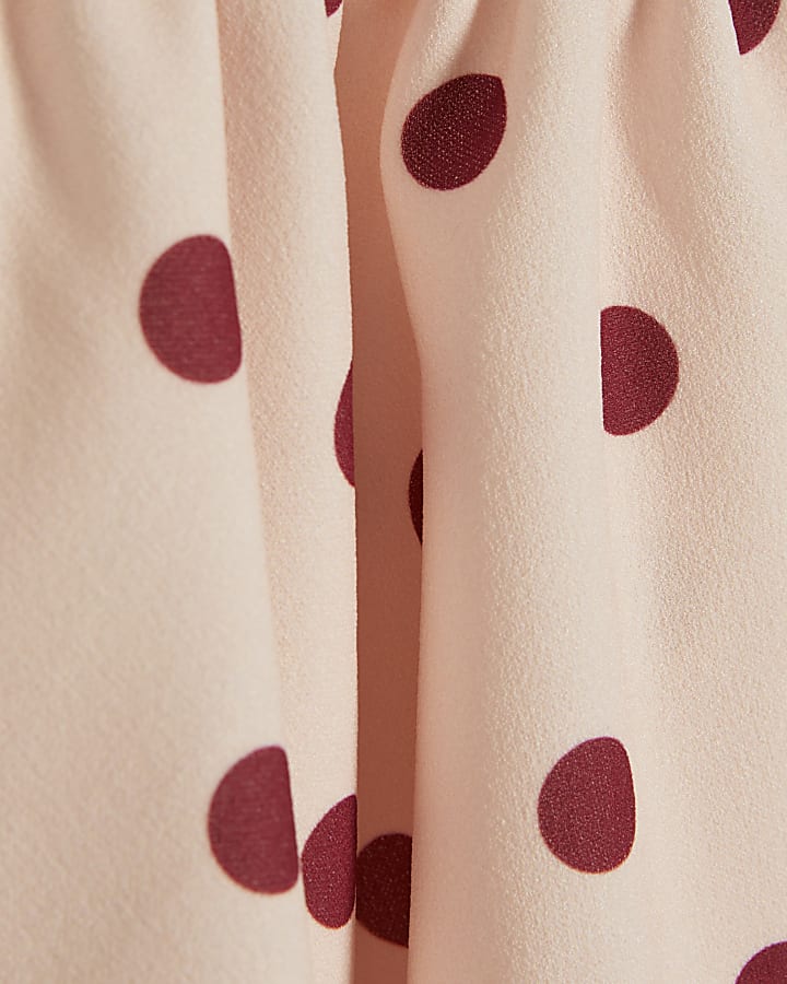 Pink Spot Halter Neck Peplum Top