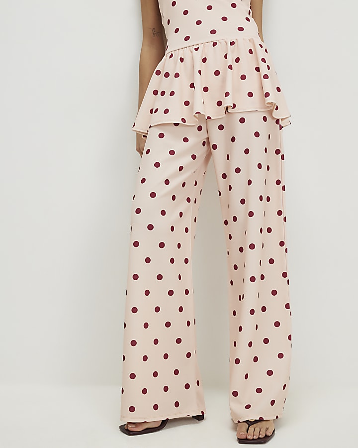 Pink Spot Wide Leg Trousers