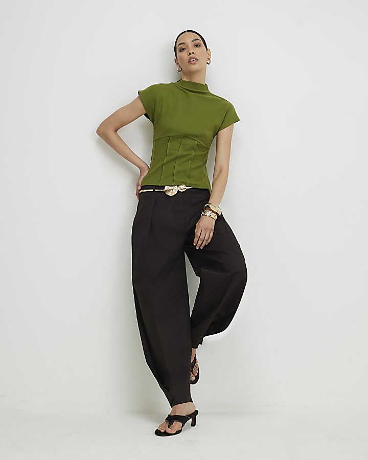 Green High Neck Corset Top