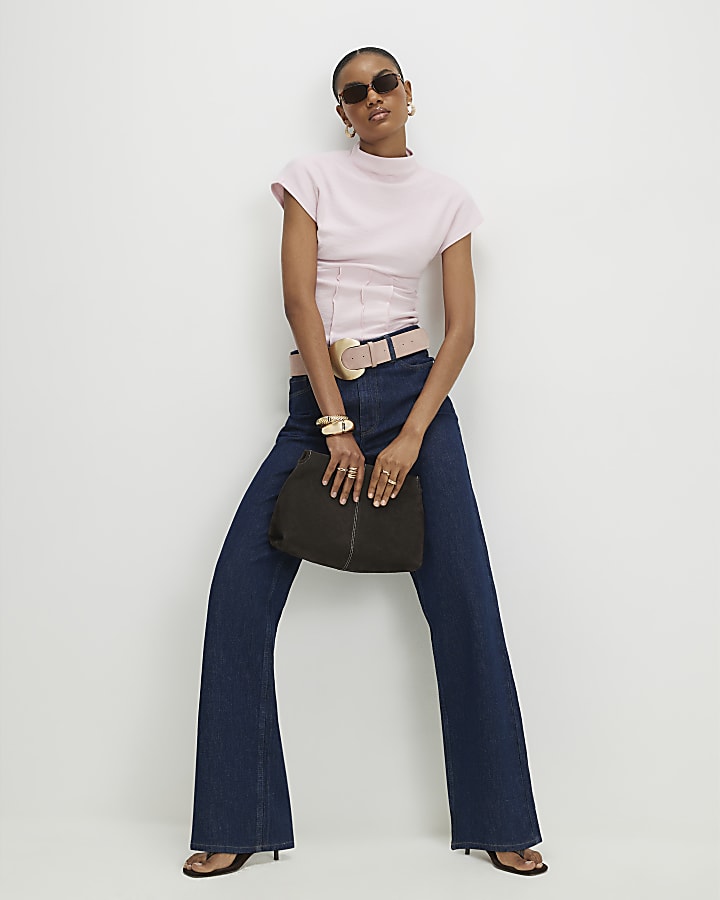 Pink High Neck Corset Top