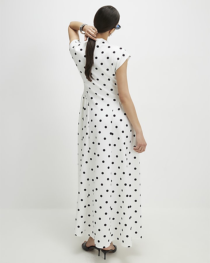 White Spot Godet Maxi Dress