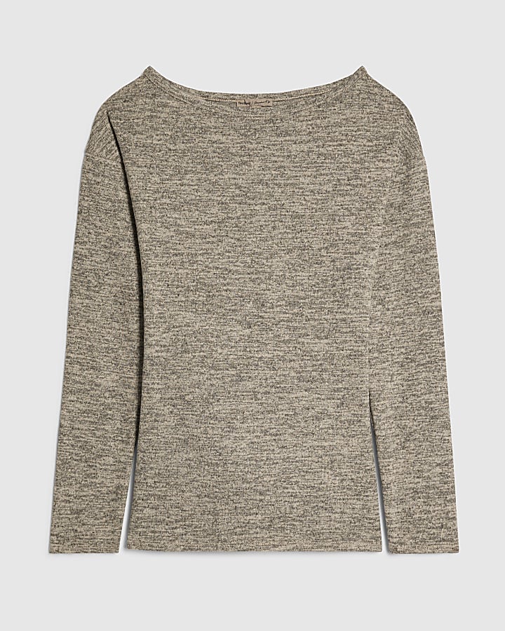 Grey Long Sleeve Tie Top