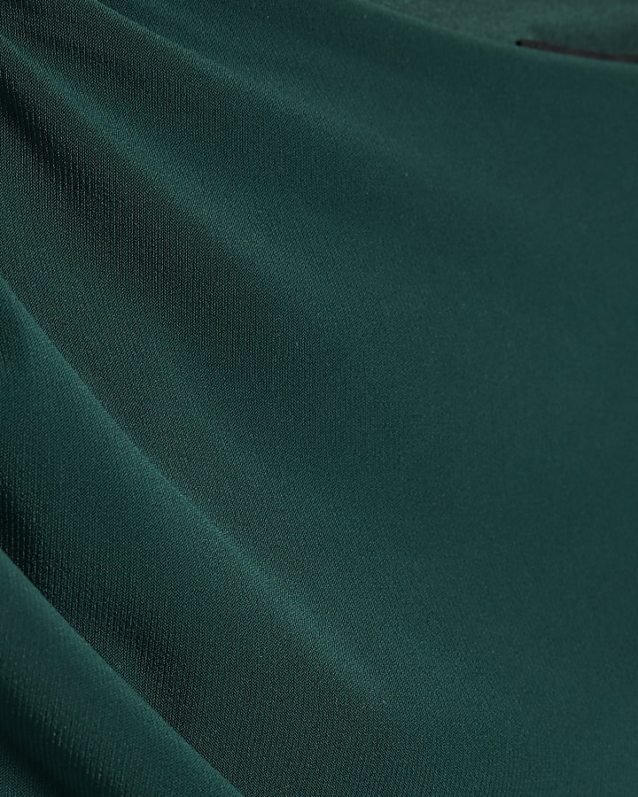 Green Asymmetric Drape Cape Dress