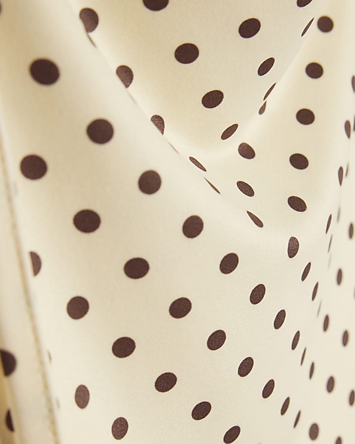 Yellow Spot Frill Hem Tie Top