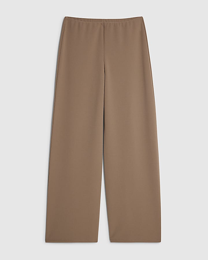 Beige Wide Leg Trousers