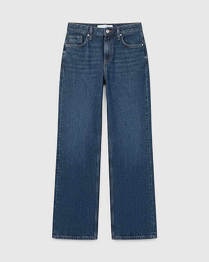 Blue 90s Mid Rise Slim Straight Leg Jeans
