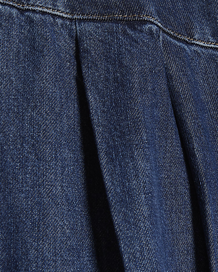 Blue Corset Waist High Waist Wide Leg Jeans