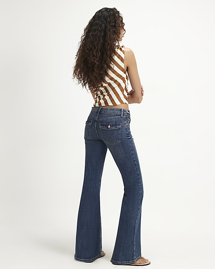 Blue Low Rise Noughties Flare Leg Jeans