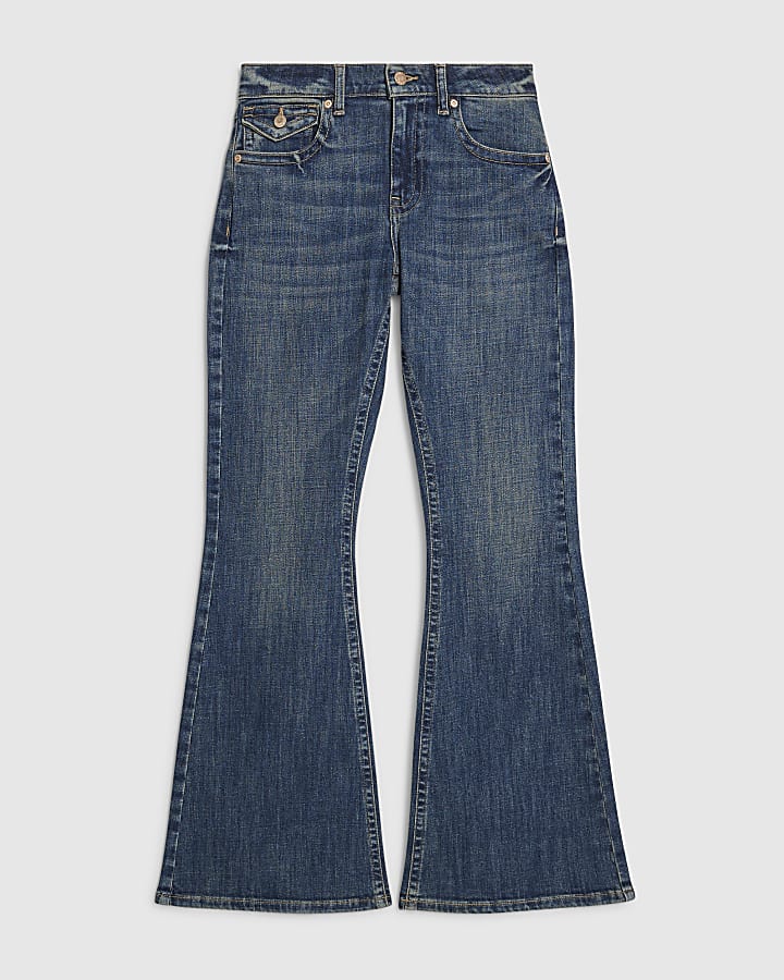 Blue Low Rise Noughties Flare Leg Jeans
