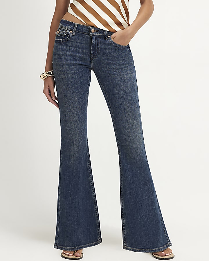 Blue Low Rise Noughties Flare Leg Jeans