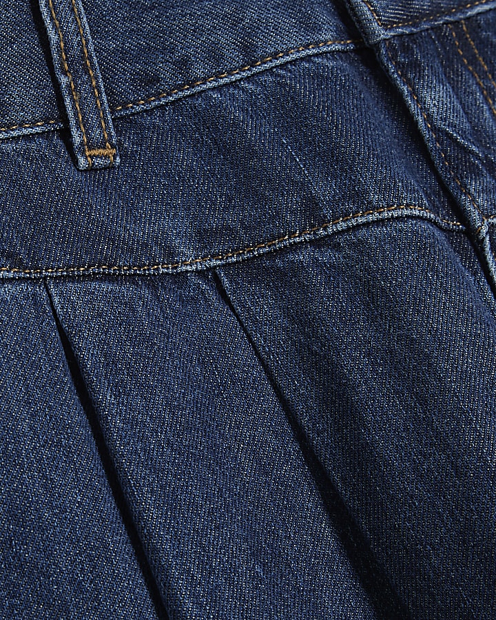 Petite Blue High Waisted Wide Leg Jeans