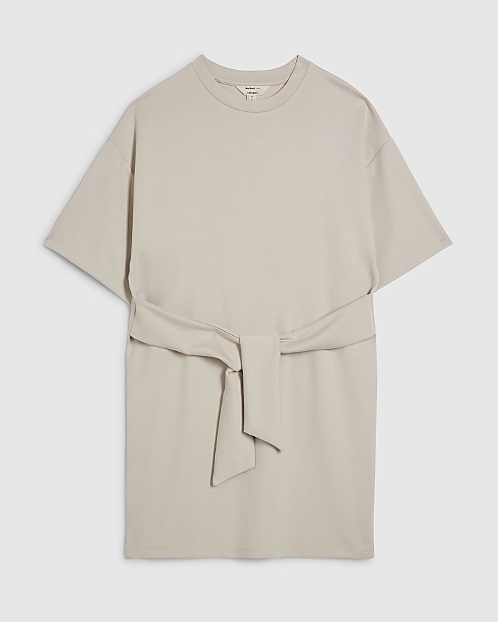 Cream Tie Front Mini Dress