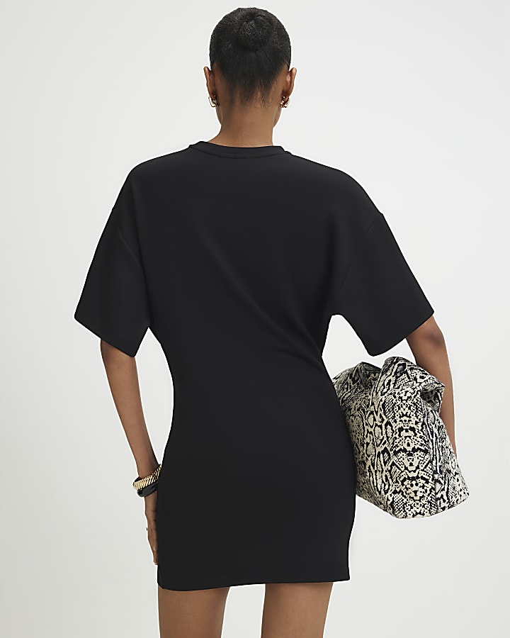 Black Tuck Side Mini Dress