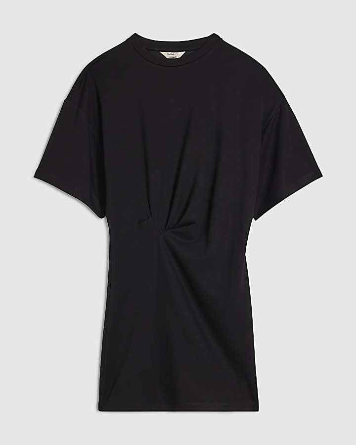 Black Tuck Side Mini Dress
