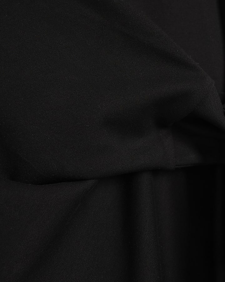 Black Premium Tie Side Midi Dress