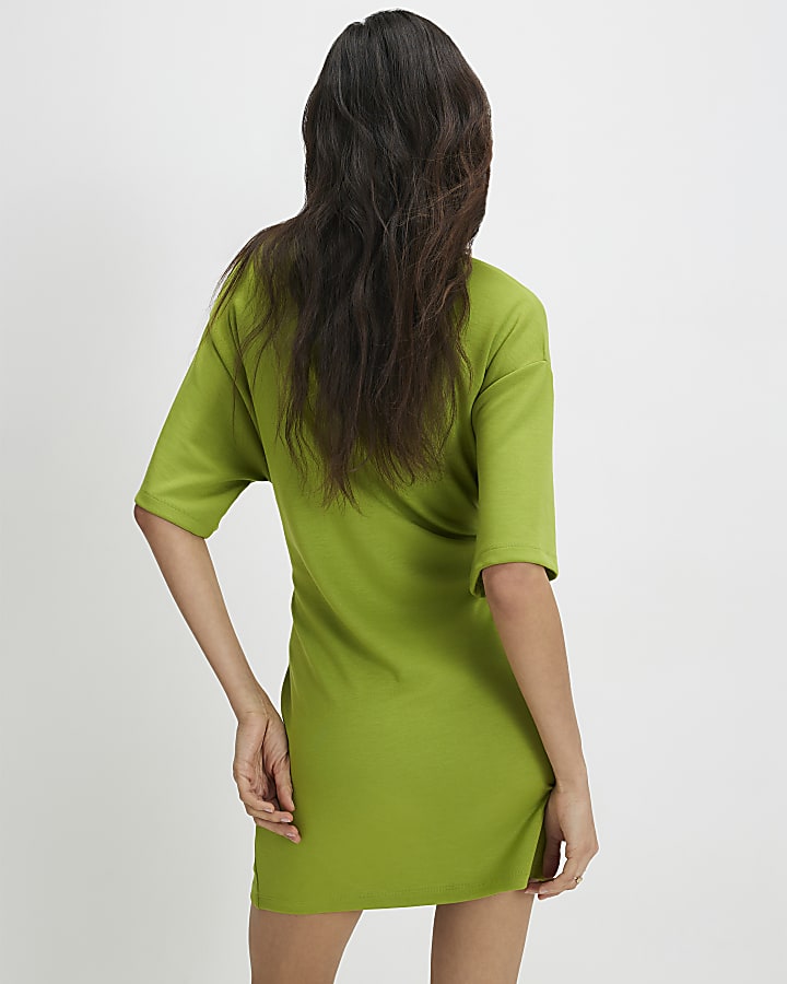 Green Premium Tie Front Mini Dress