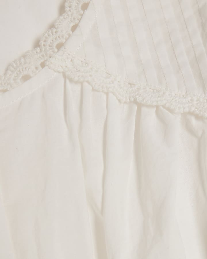 White Cotton Cutwork Frilly Blouse