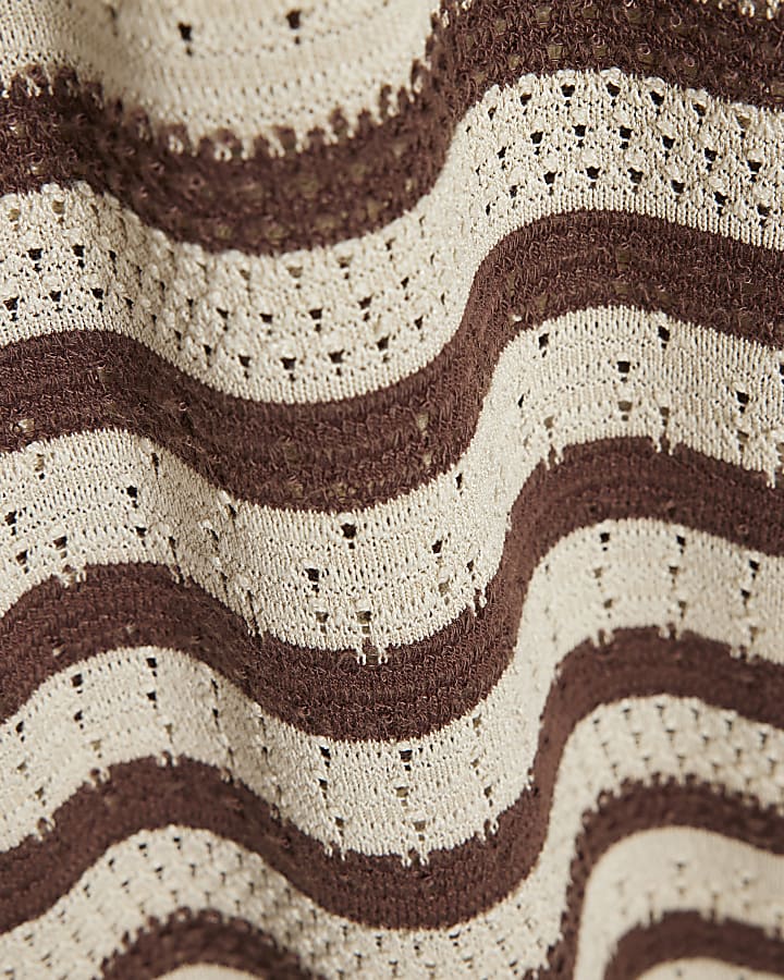 Brown Stripe Textured Trousers