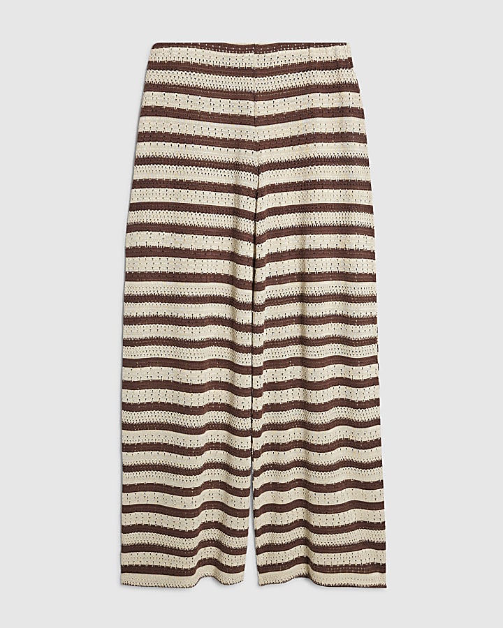 Brown Stripe Textured Trousers