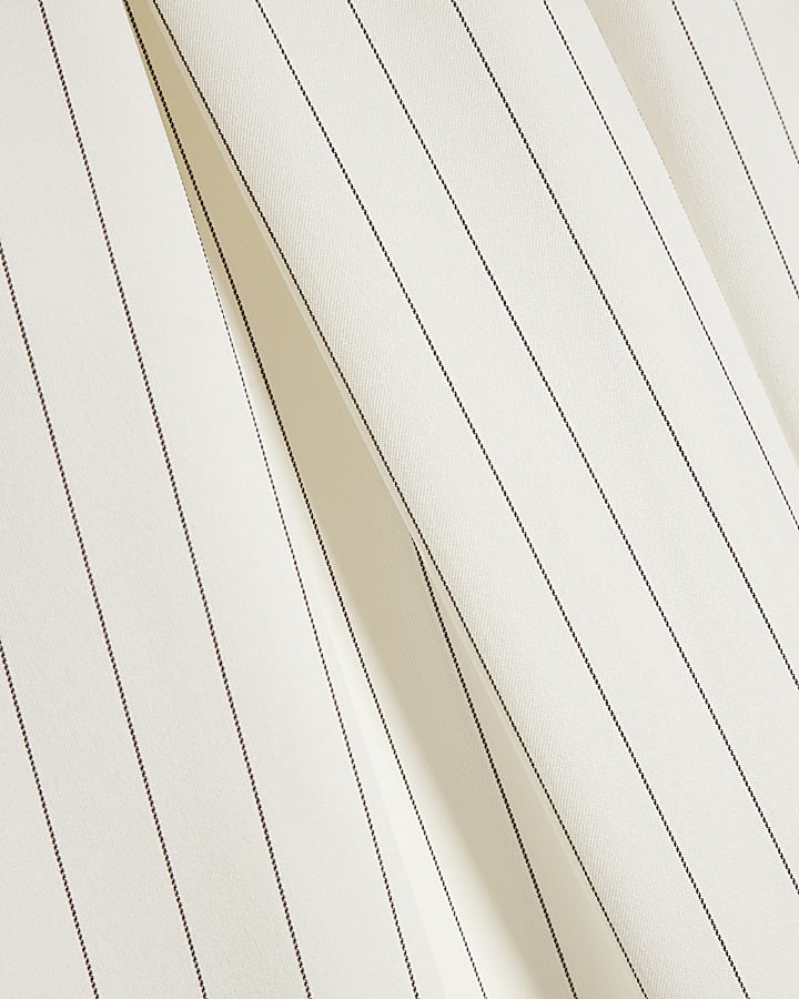 White Pleat Detail Stripe Wide Leg Trousers