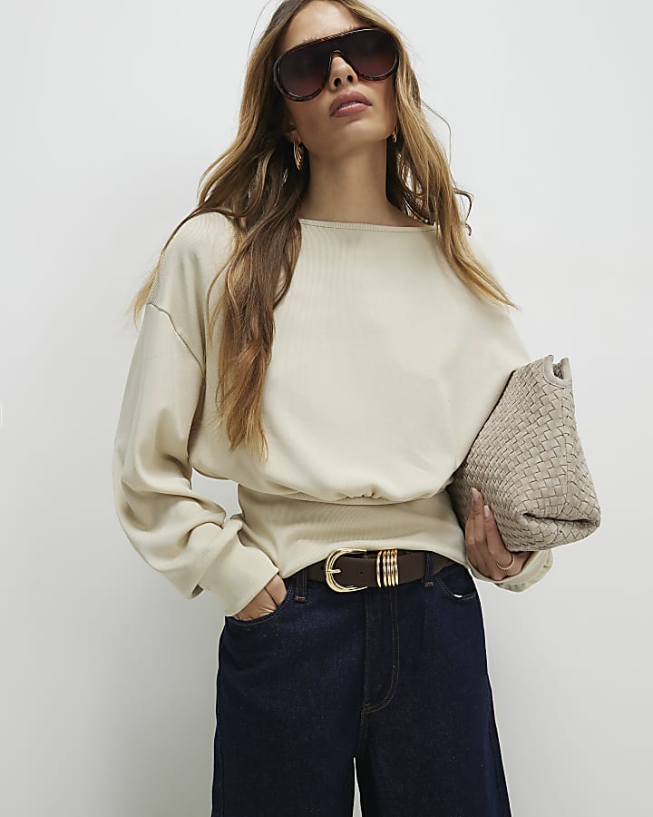 Beige Batwing Jumper