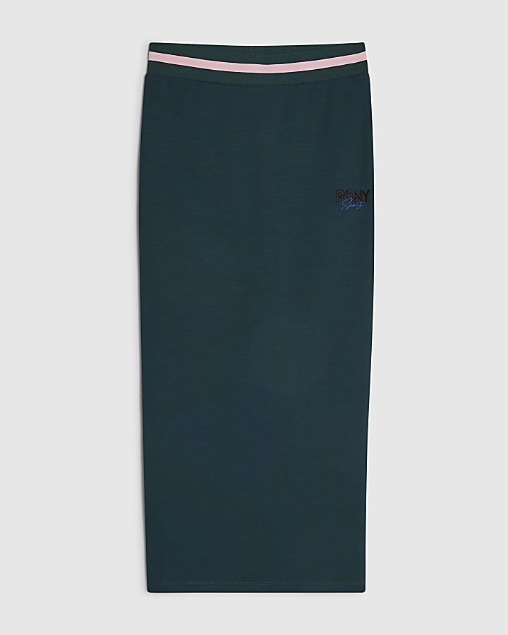 Green Pony Tipped Maxi Skirt
