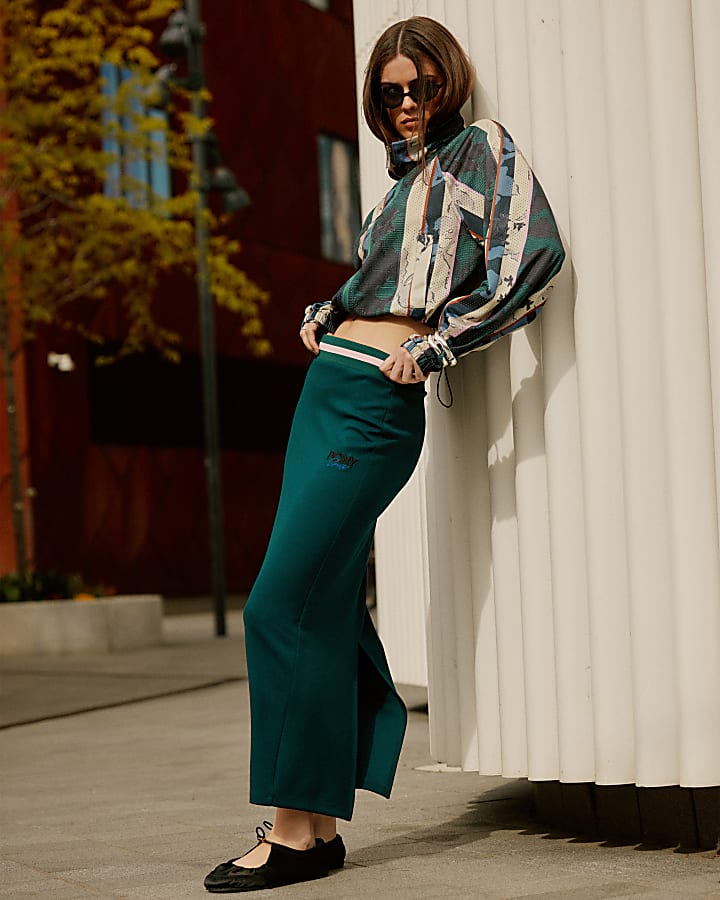 Green Pony Tipped Maxi Skirt