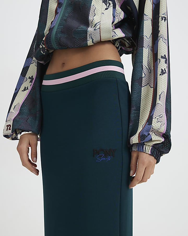 Green Pony Tipped Maxi Skirt