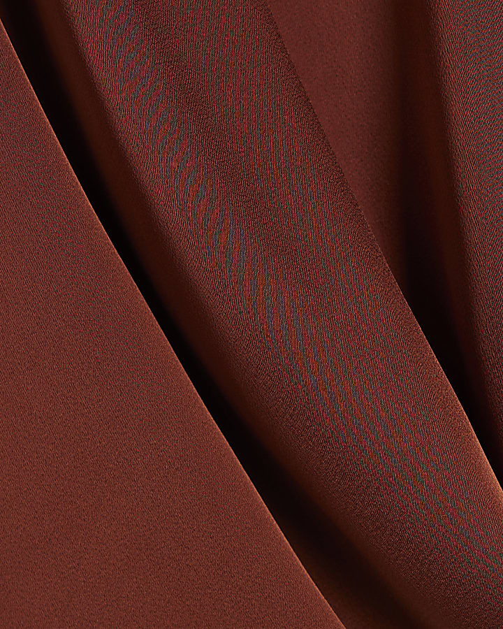 Rust Satin Wrap Front Blouse