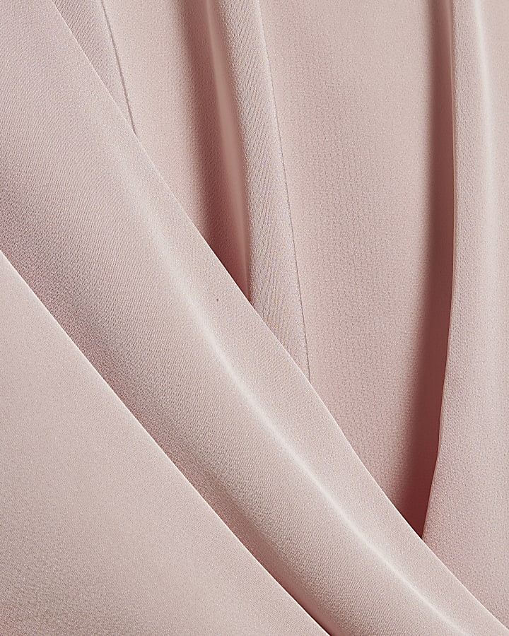 Pink Satin Wrap Front Blouse
