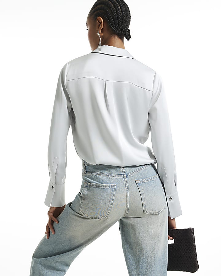 Silver Slimline Satin Shirt