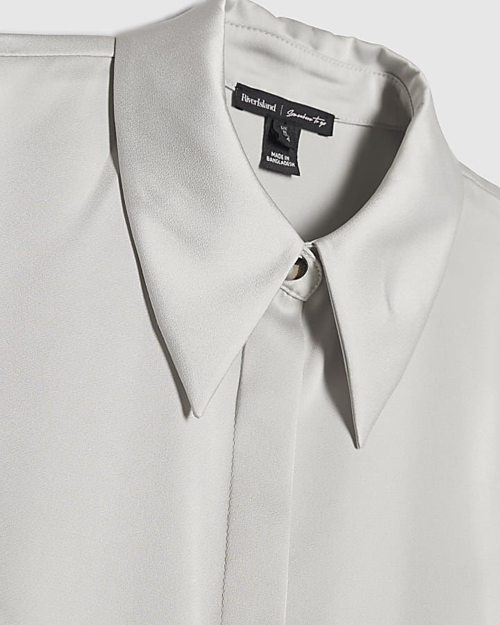 Silver Slimline Satin Shirt