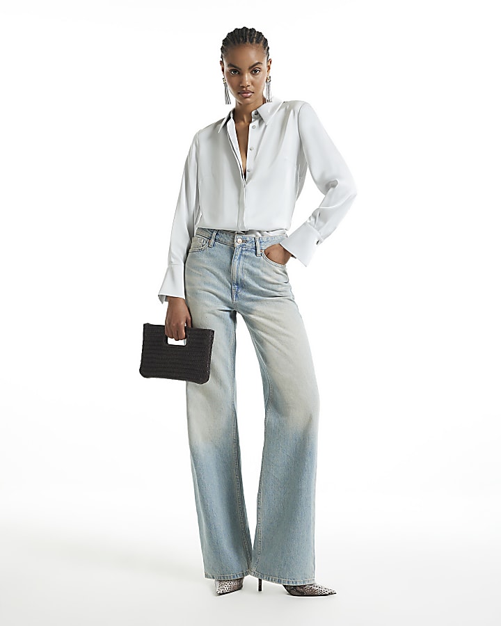 Silver Slimline Satin Shirt