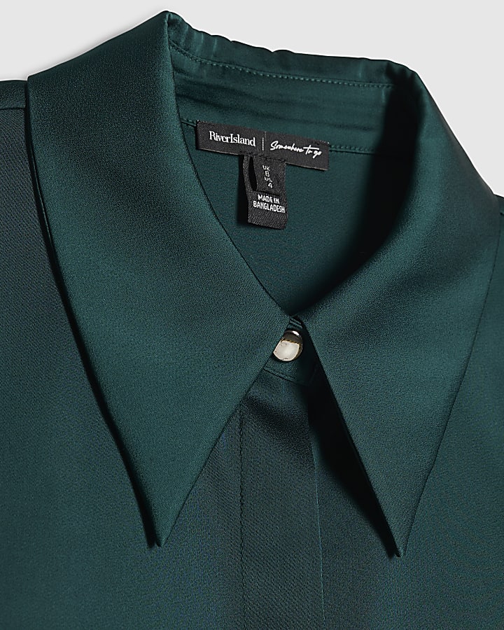 Green Slimline Satin Shirt