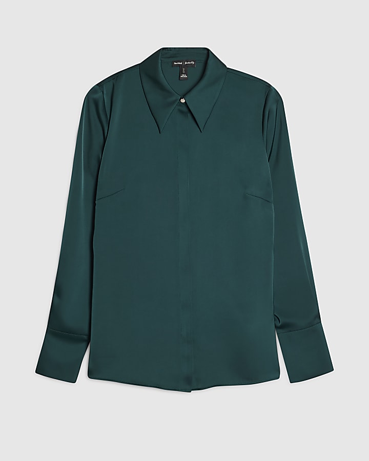 Green Slimline Satin Shirt