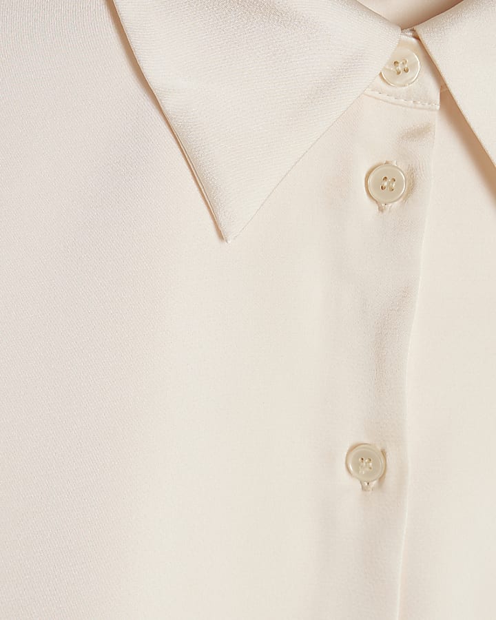 Beige Slimline Satin Shirt
