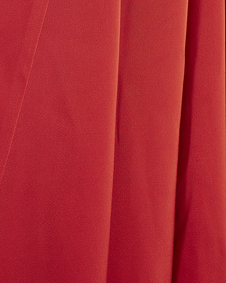 Red Satin Shirt Mini Dress
