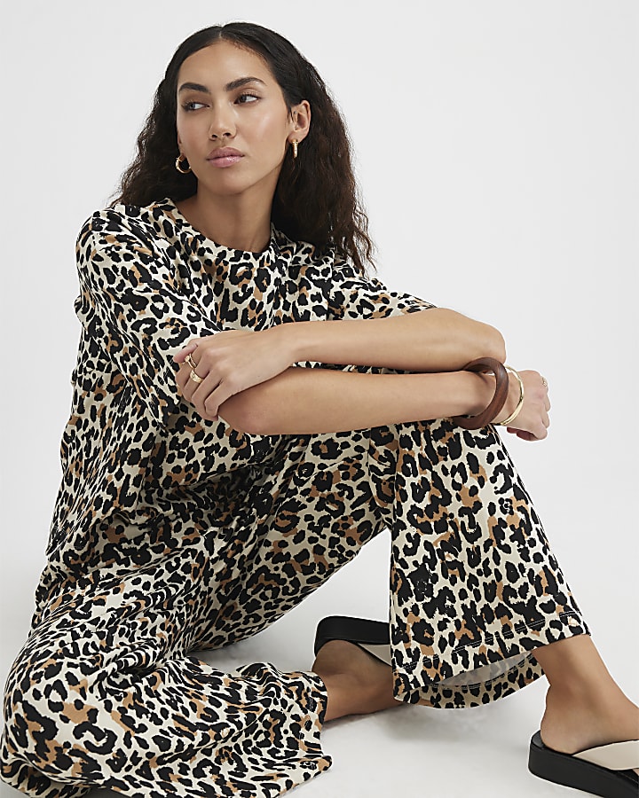 Brown Premium Animal Print Boxy T-shirt