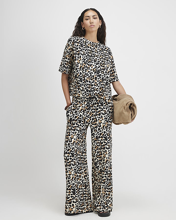 Brown Premium Animal Print Boxy T-shirt