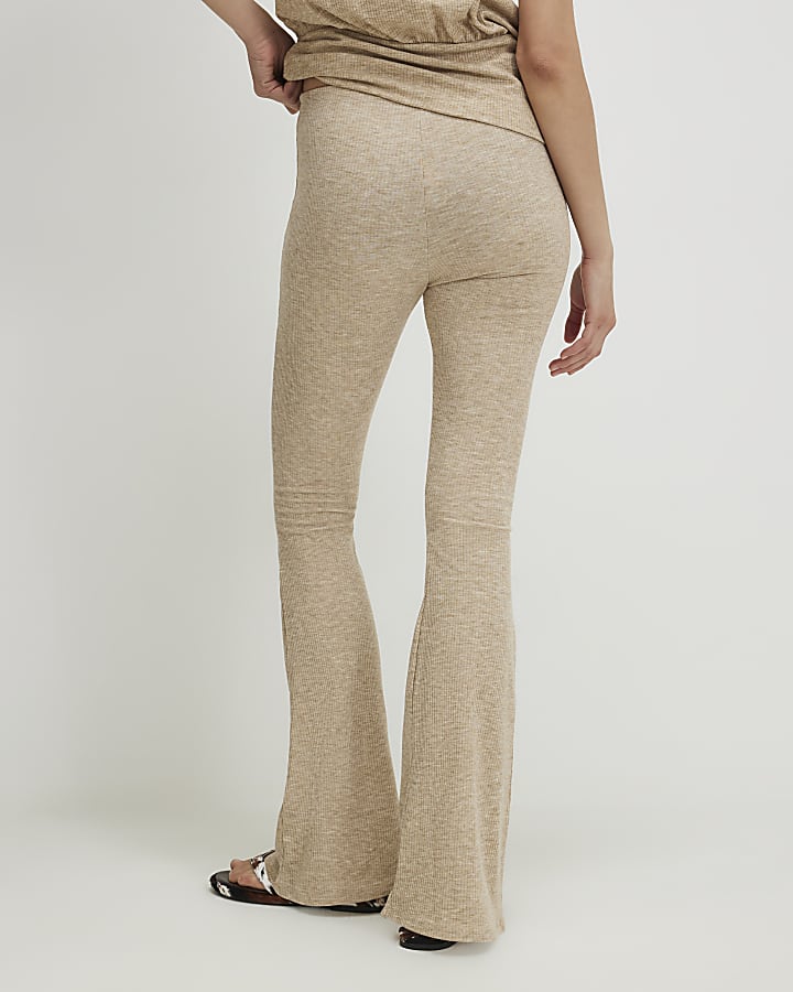 Beige Flared Trousers