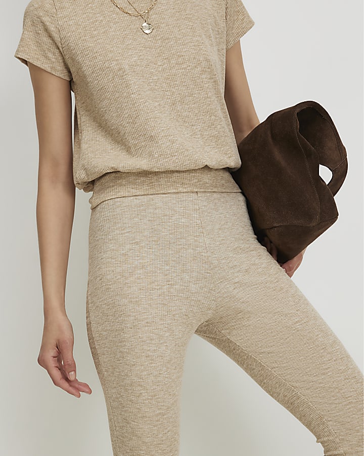 Beige Flared Trousers