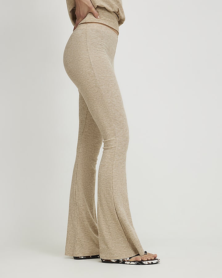 Beige Flared Trousers