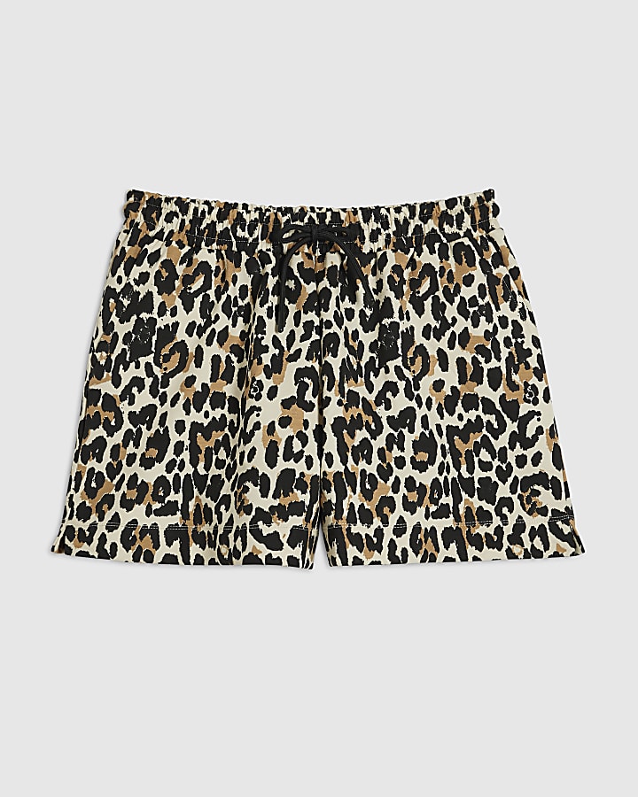 Brown Premium Animal Print Shorts