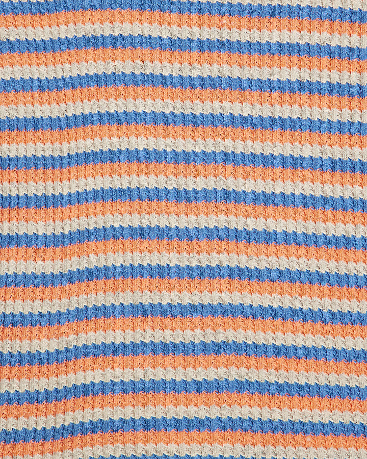 Orange Neon Textured Stripe Tank Top