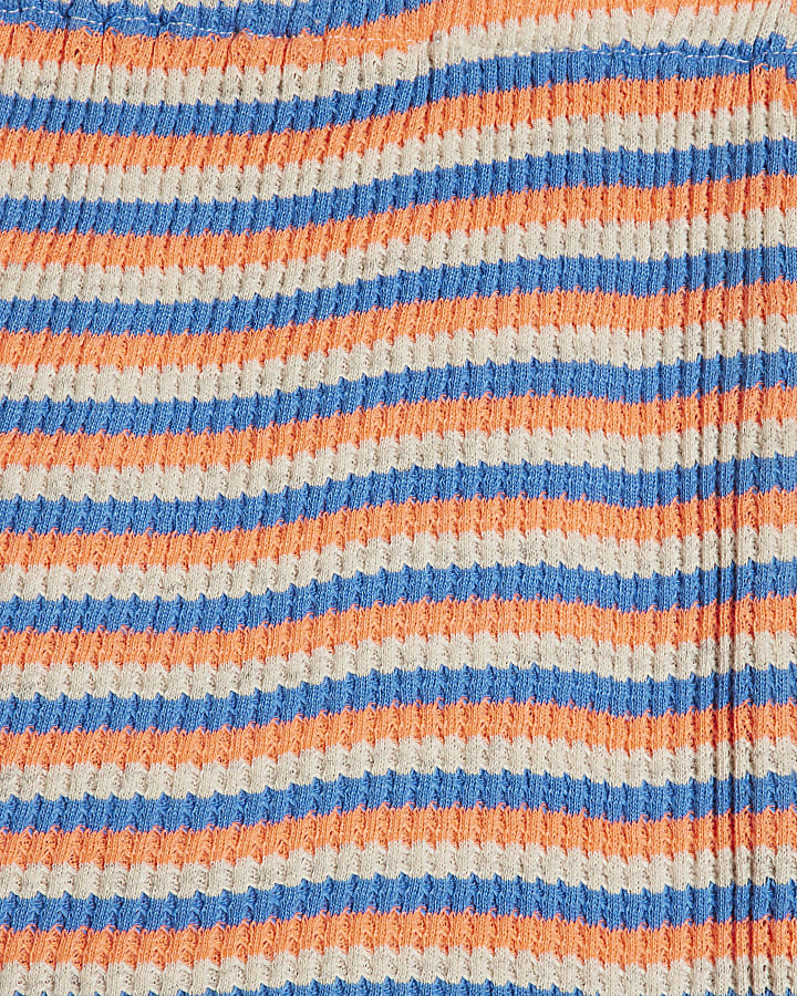 Orange Neon Textured Stripe Shorts