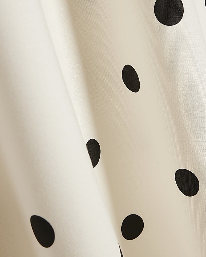 Cream Premium Polka Dot Halter Mini Dress