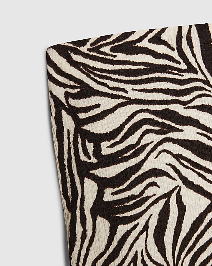 Brown Zebra Print Wide Leg Trousers