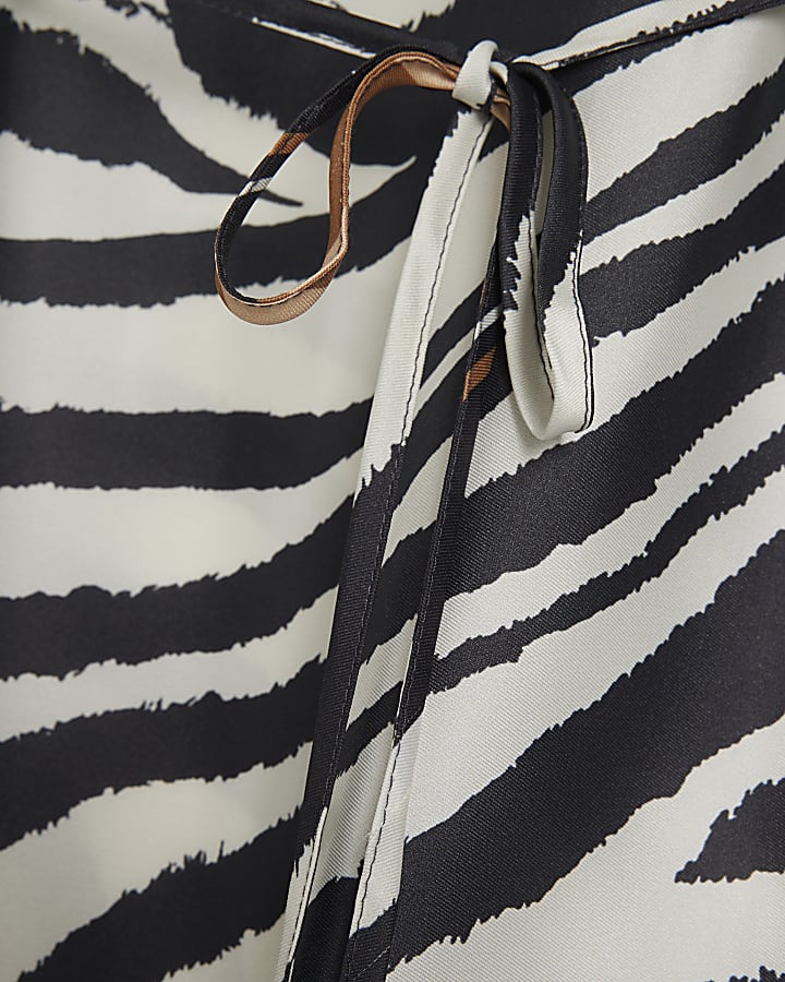 Petite Cream Zebra Midi Slip Dress